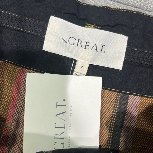 NWT The Great. Striped Cotton Knee-Length Pencil Trouser Skirt Sz 2 Medium - Picture 3 of 7